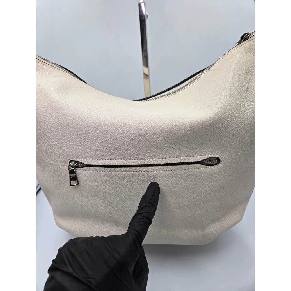 Coach Skylar Hobo Bag Chalk White Black Pebbled Leather Shoulder Bag
